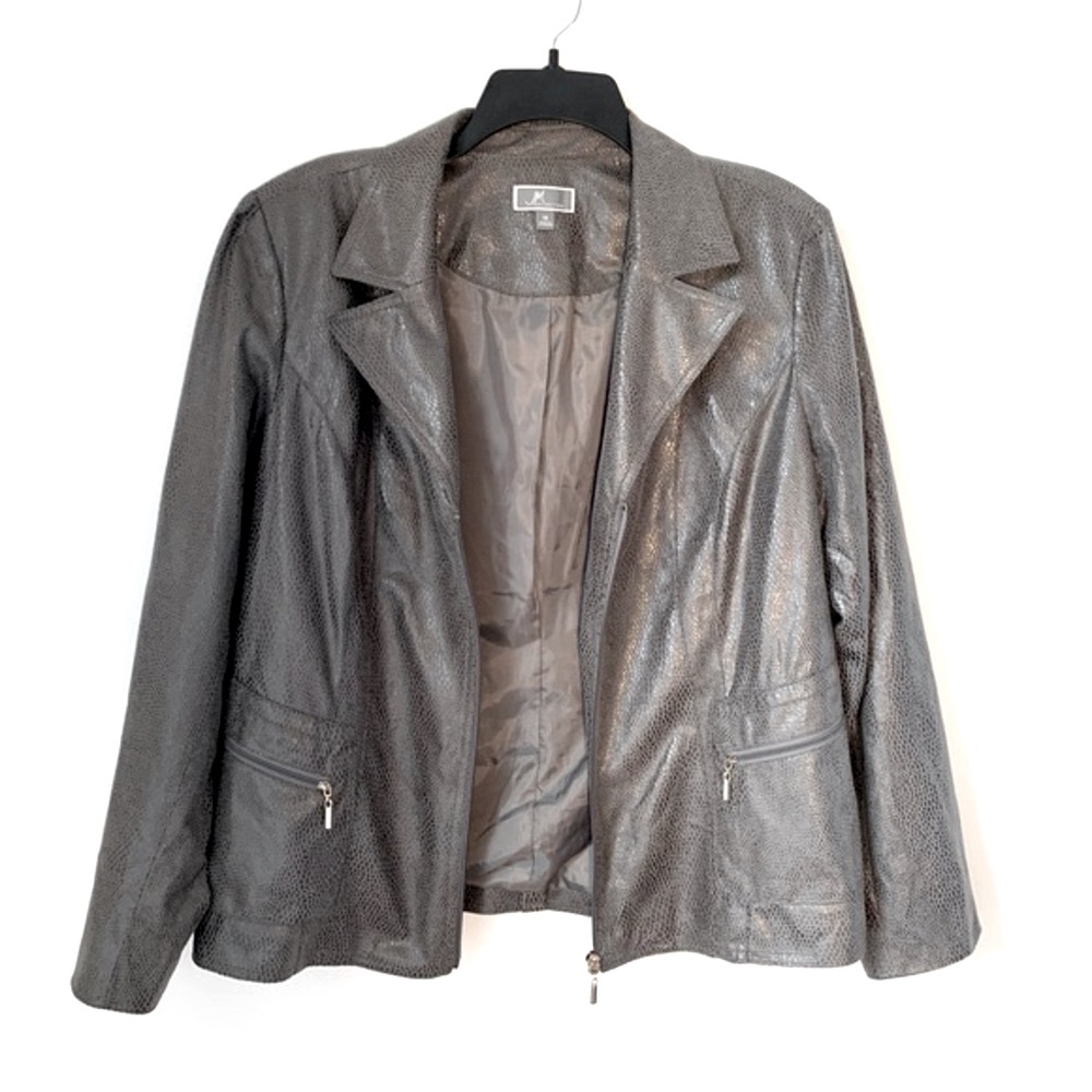 JM Collection Snake Print Faux Leather Jacket